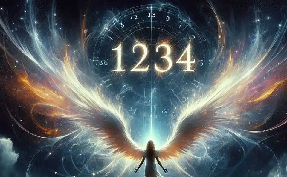 Anjo com o número 1234 simbolizando orientação espiritual e novos começos
