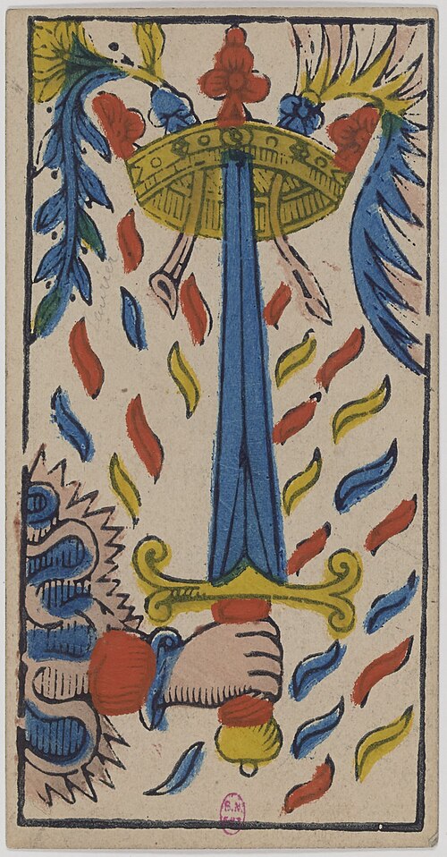 Ás de Espadas · Tarô de Marselha histórico